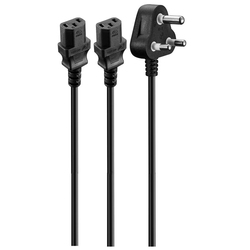 Volkano Presto Series Double 3 pin IEC Power Cable 10A - Black