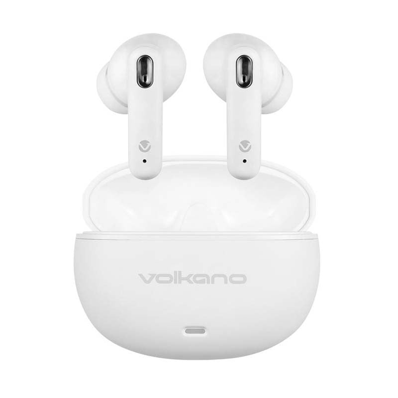 Volkano Pulse Series True Wireless Earphones with Charging Case - White - White