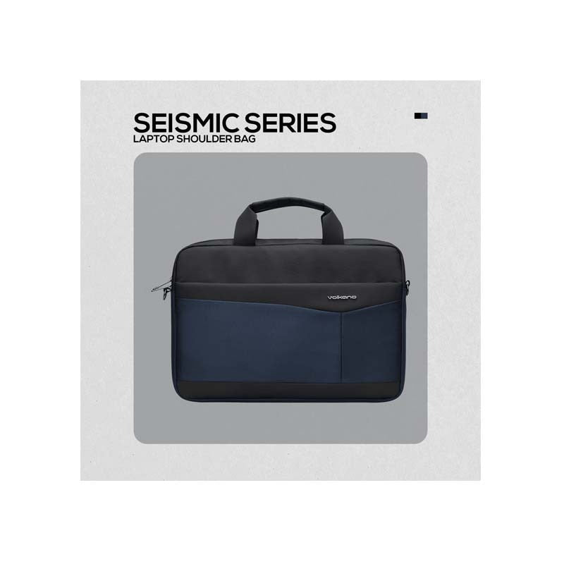 Volkano Seismic Series 15.6 Inch Laptop Shoulder Bag - Black / Blue - Black / Blue