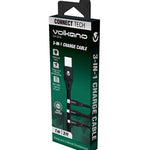 Volkano Slim Series Flat PVC 3 in 1 (Type-C / Lightning / Micro) Cable 1m - Black