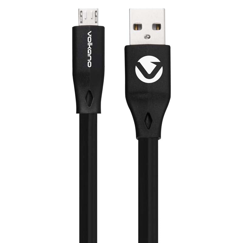 Volkano Slim Series Flat PVC Micro USB Cable - Black