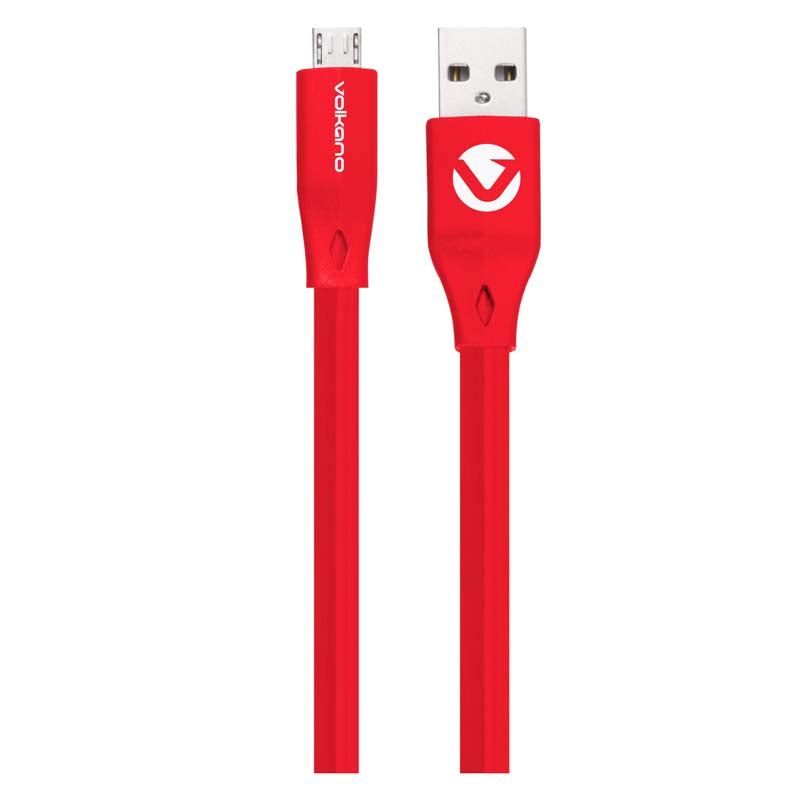 Volkano Slim Series Flat PVC Micro USB Cable - Red