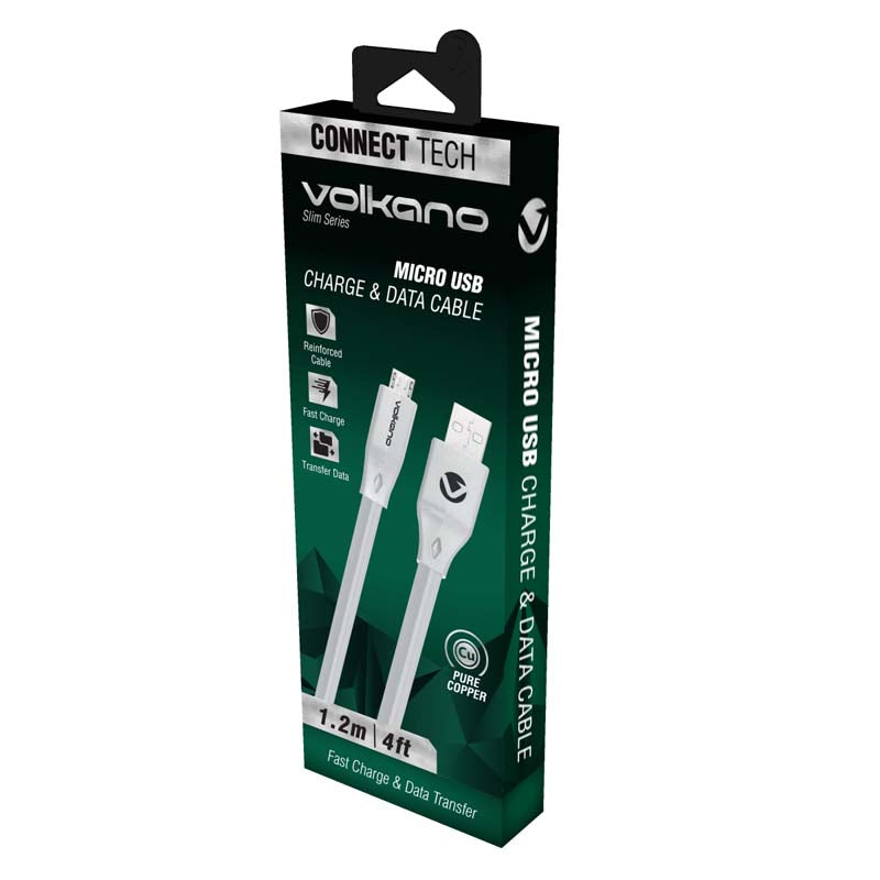 Volkano Slim Series Flat PVC Micro USB Cable - Red