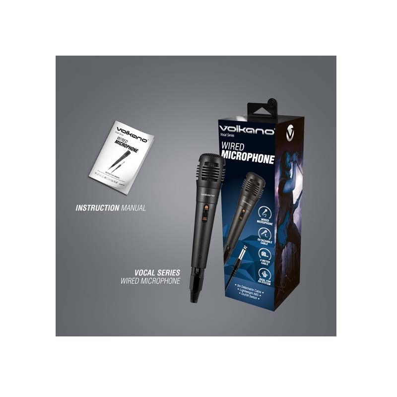Volkano Voice Series ABS Wired Microphone - Black - Black
