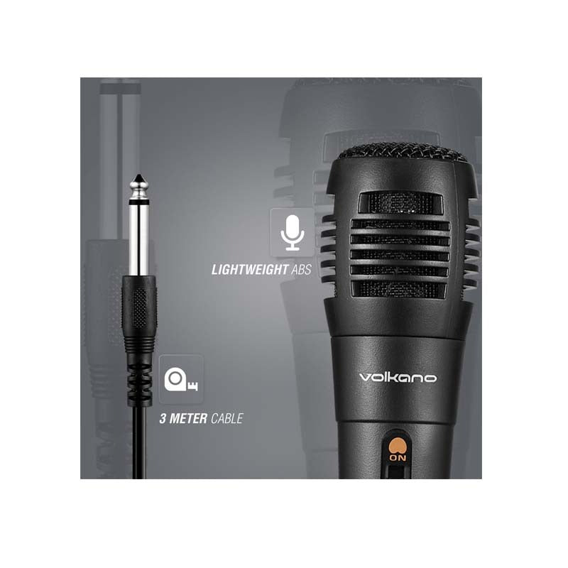 Volkano Voice Series ABS Wired Microphone - Black - Black