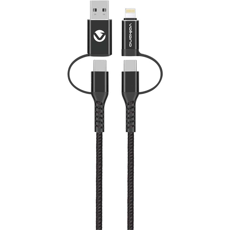 Volkano Weave Series 4 in 1 Cable Two Pack - Black