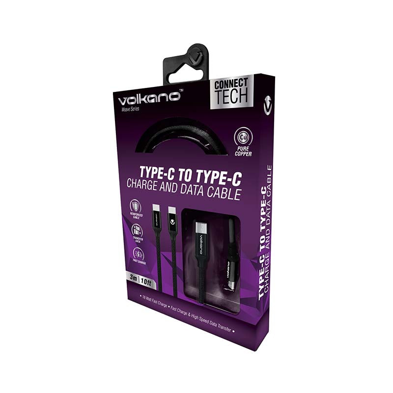 Volkano Weave Series Type C to Type C Cable - Black