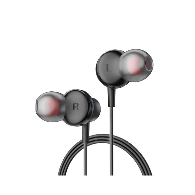 Yookie YTL-11 Wired Earphones Type-C - Black & Silver - Black