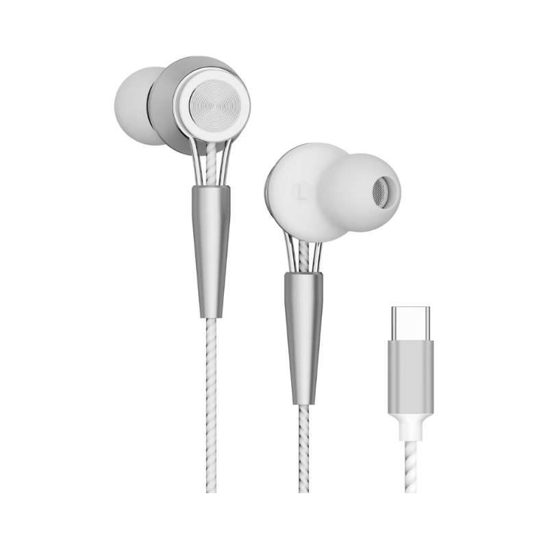 Yookie YTL-15 Wired Earphones Type-C - White&Silver
