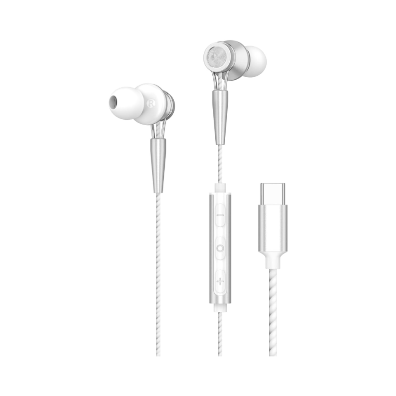 Yookie YTL-15 Wired Earphones Type-C - White&Silver