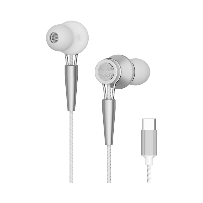 Yookie YTL-15 Wired Earphones Type-C - White&Silver