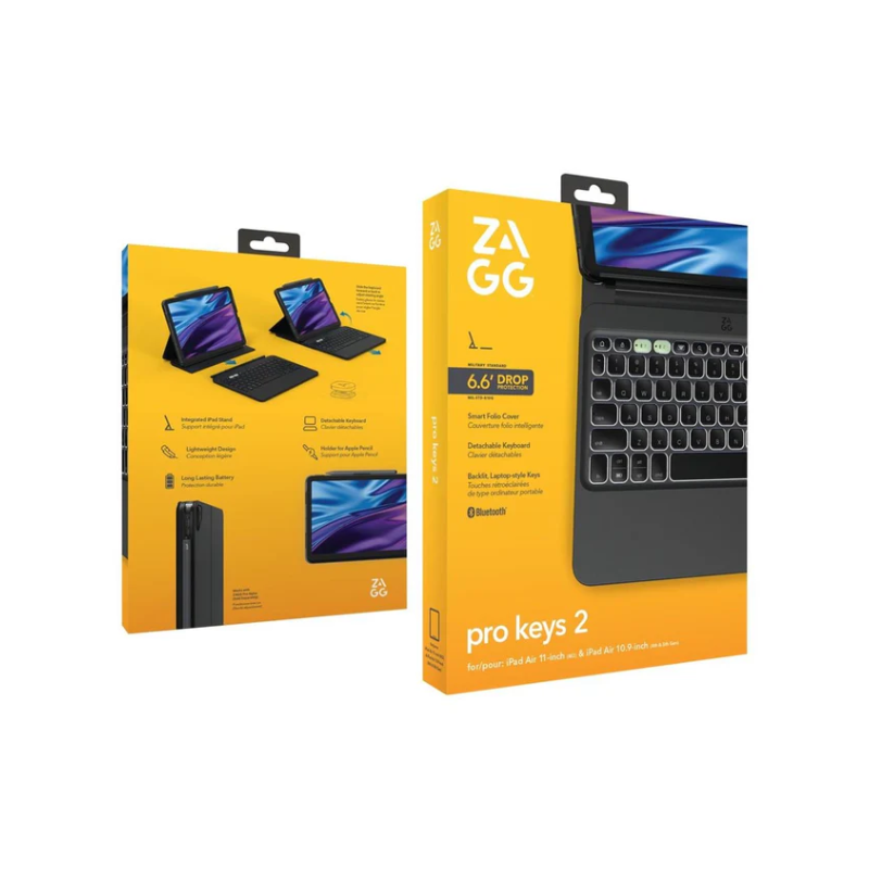 ZAGG Pro Keys 2 Folio Bluetooth Mobile Workstation for 11-inch iPad Air 11(26/25/24) - Black - Black