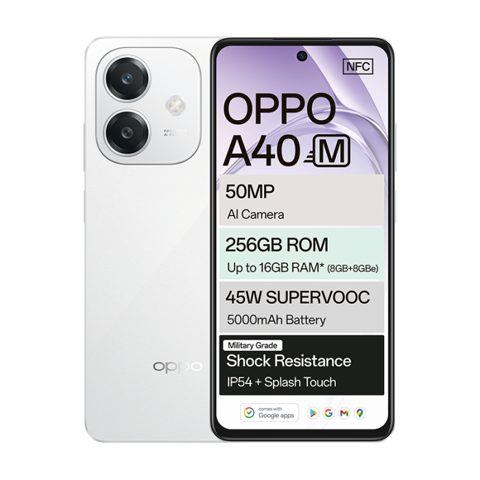 Oppo A40M 4G Dual Sim 256GB - White | Technomobi