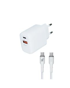 SF PD Wall Charger with Type C Cable in White sold by Technomobi