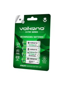 Volkano Extra Series Rechargeable Batteries AA Pack of 4 by Technomobi