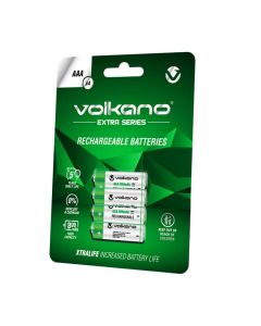 Volkano Extra Series Rechargeable Batteries AAA Pack of 4 by Technomobi